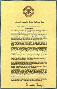 National Navaho Code Talkers Day