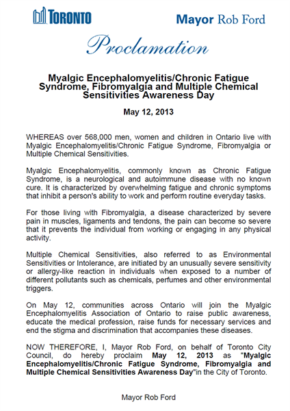 MCS America ©: City of Toronto issues proclamation for Myalgic ...
