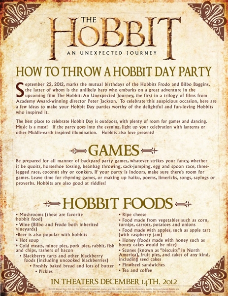 Did you know that today is National Hobbit Day...(cont’d)?