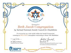 Yachad Presents Inclusive Synagogue Award Nationally for Inclusion ...