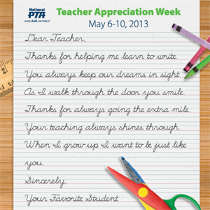 PTA Teacher Appreciation Week - ideas for teacher appreciation week?