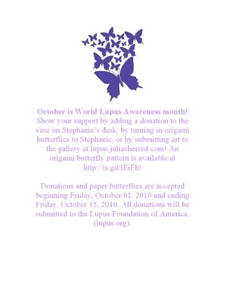 Is anybody aware that October is Lupas Awareness Month?